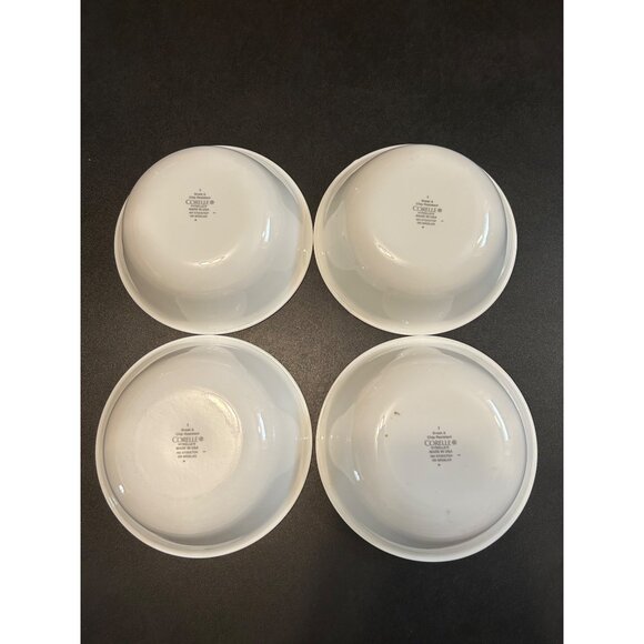 Corelle White Bowls With Blue & Green Stripes Set Of 4 Microwave & Dishwasher Sa - Picture 5 of 6